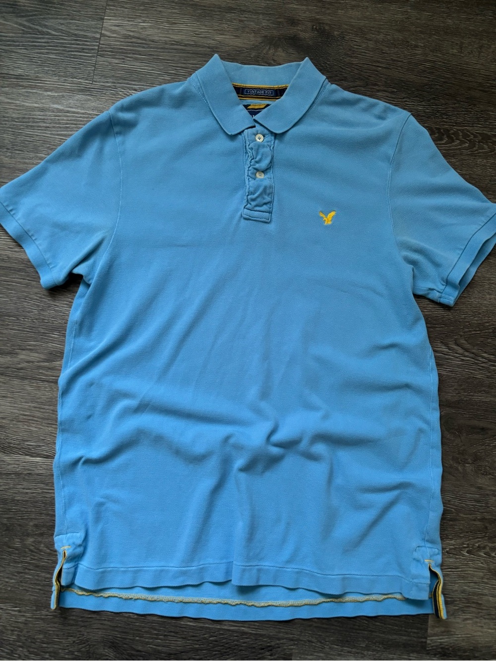 American Eagle Men’s Sky Blue Polo Shirt with Contrast Logo